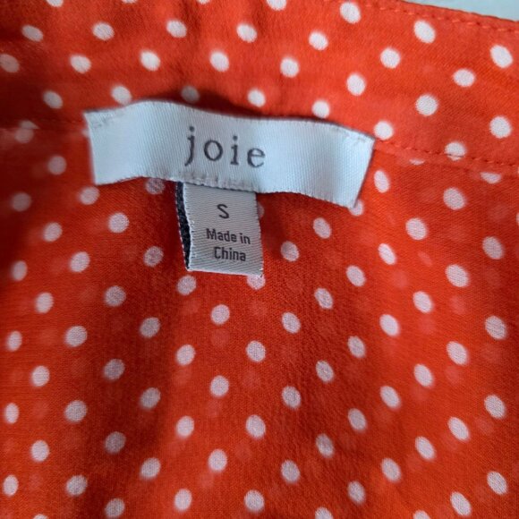Joie Womens Orange Polka Dot Silk Blouse S Long Sleeve Lightweight Top - Picture 3 of 6